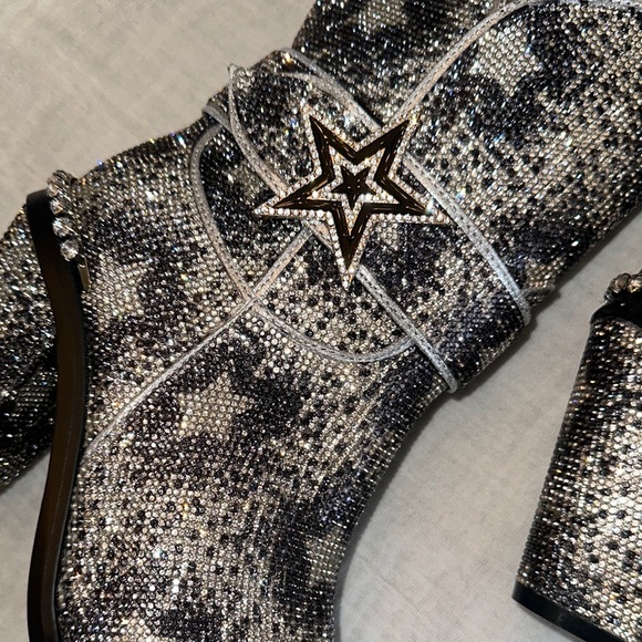 New Dolls Kill Sheriff Shine Cowboy Boots - Starry Silver - Picture 7 of 11